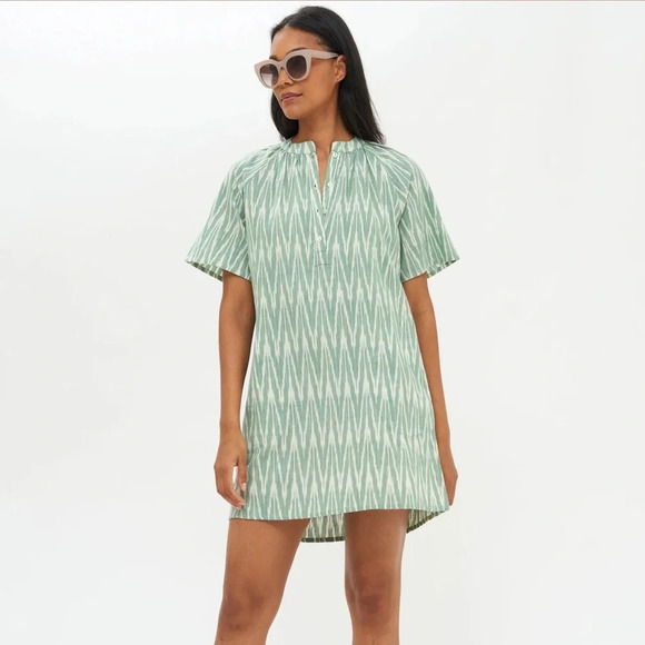 Oliphant Pocket Dress Tashkent Green White - Picture 1 of 6